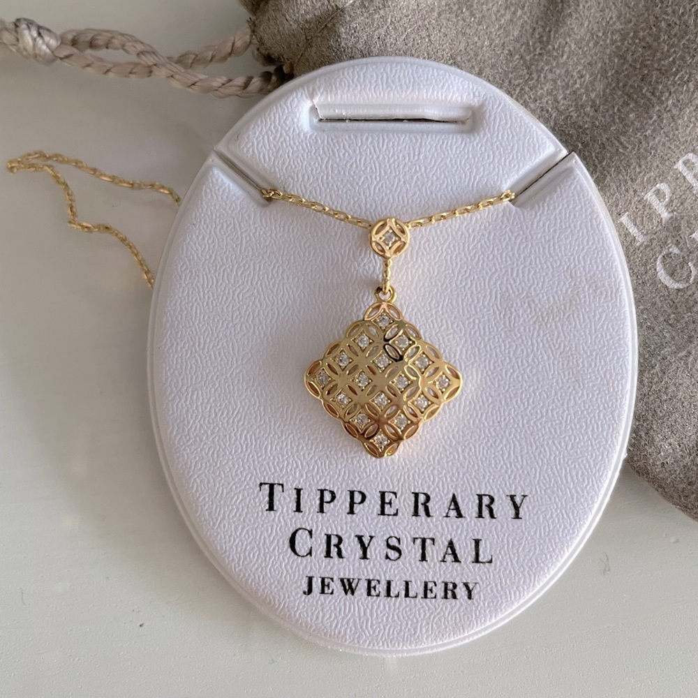 Tipperary Crystal Gold Brushed necklace with pendant